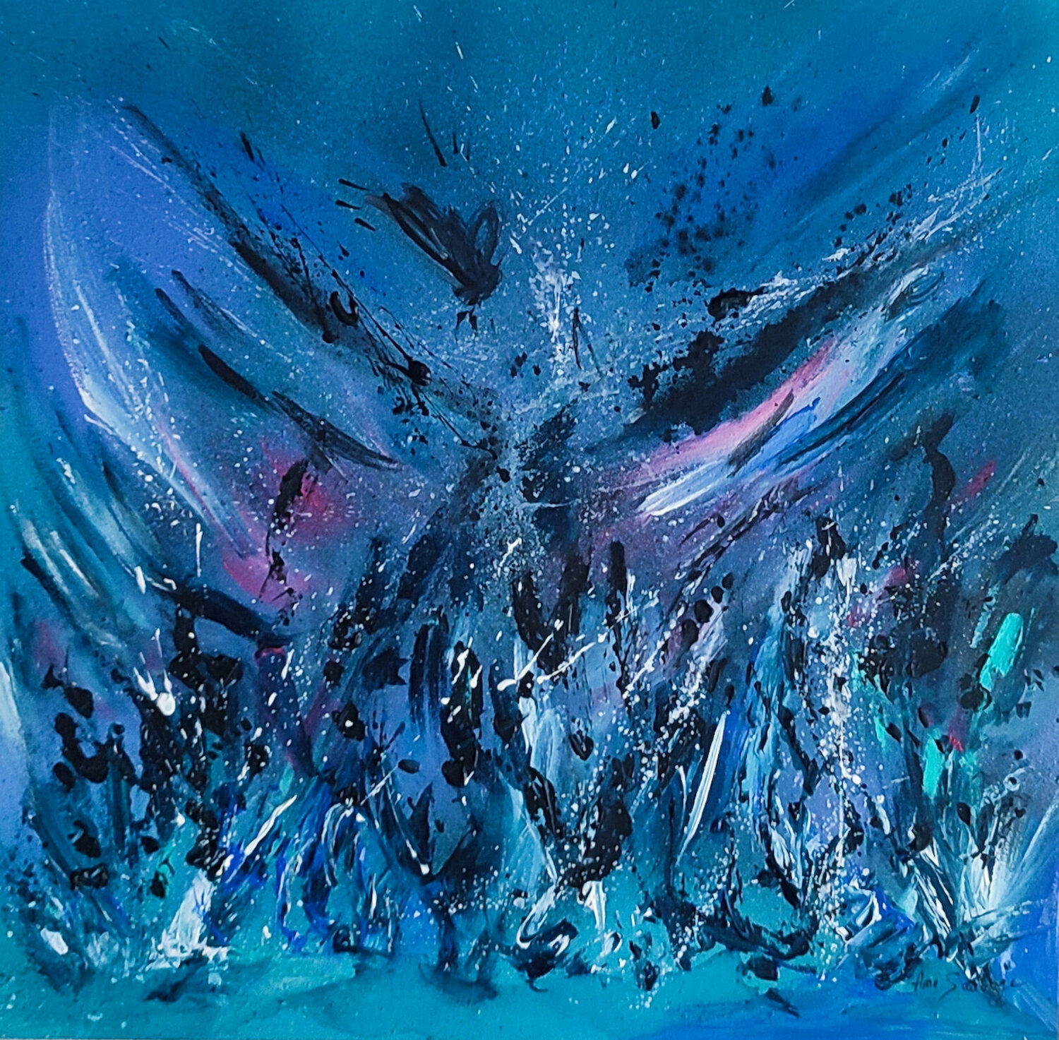 L'élévation - tableau abstrait bleu moderne design ÂME SAUVAGE Originalgemälde zu verkaufen