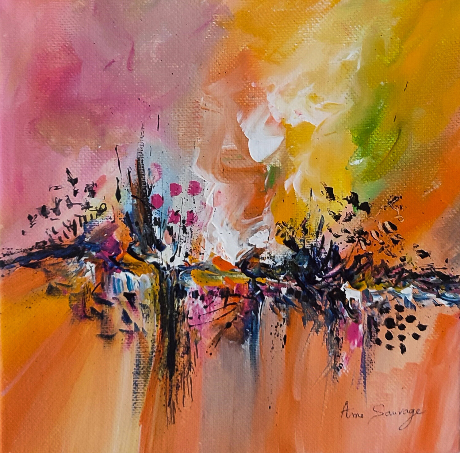 Mondes opposés - petit tableau abstrait multicolore ÂME SAUVAGE Originalgemälde zu verkaufen