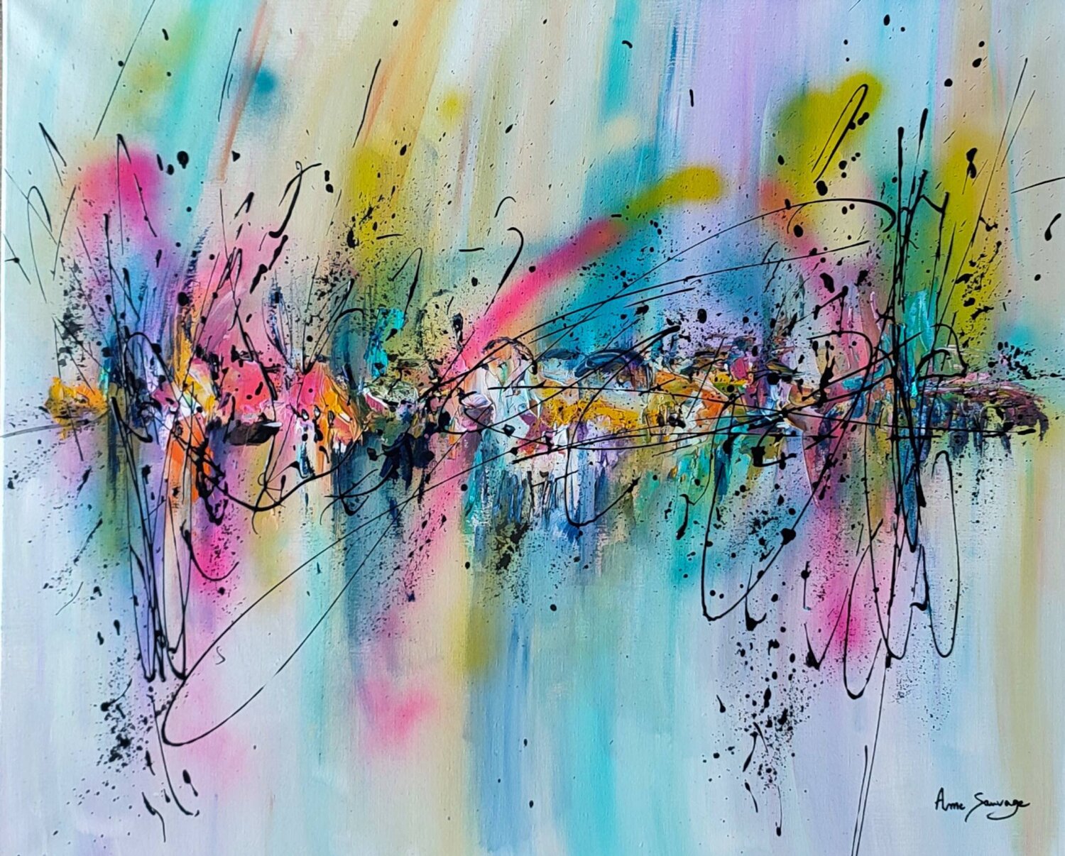 Paradis océan - tableau abstrait multicolore ÂME SAUVAGE