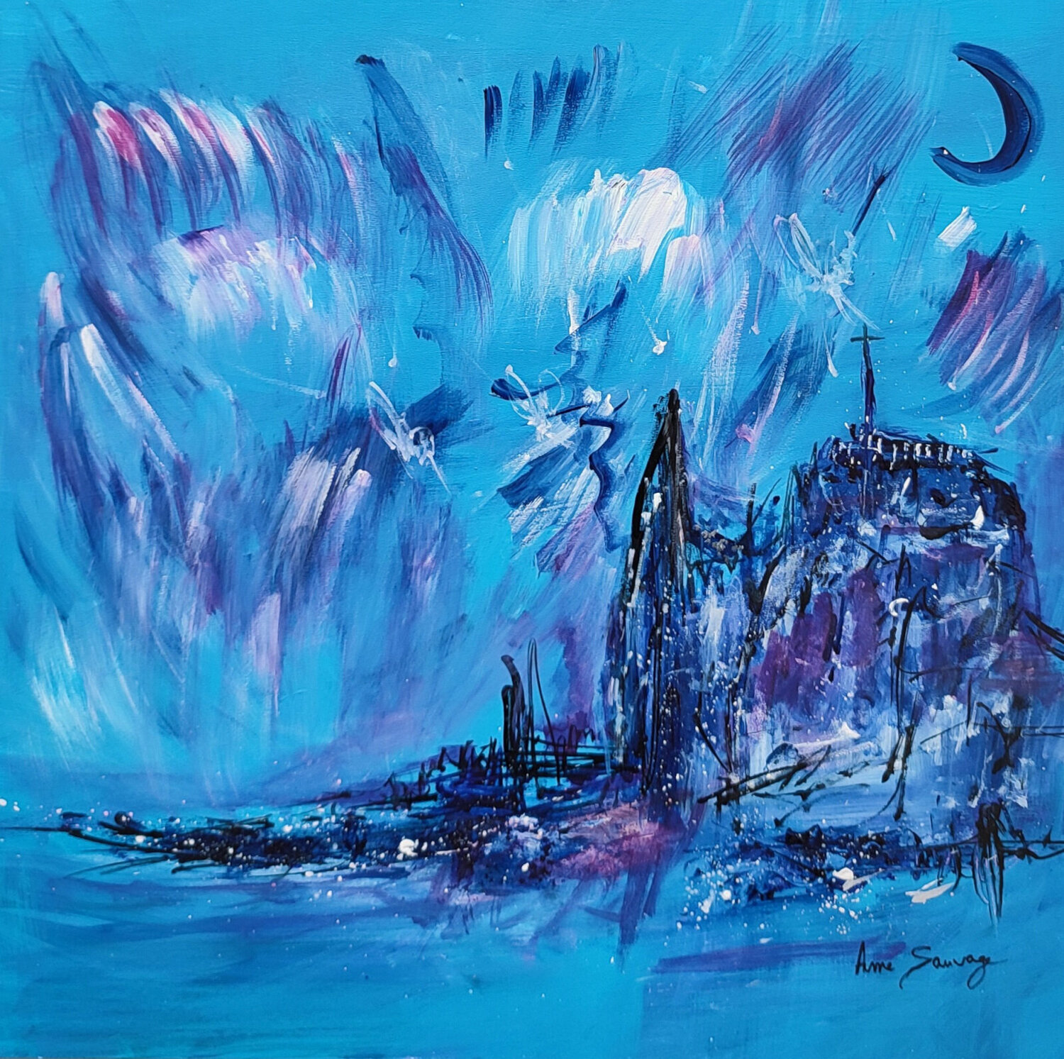 Résilience - tableau bleu abstrait ÂME SAUVAGE