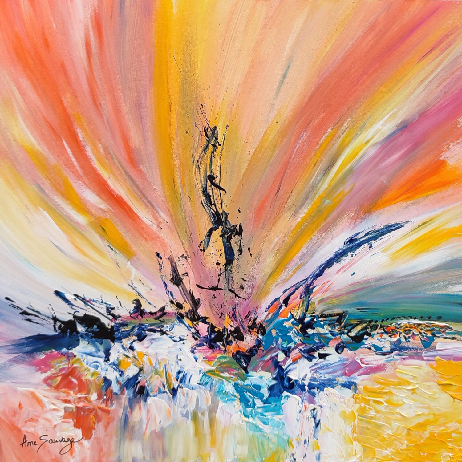 End of the dark - peinture abstraite multicolore ÂME SAUVAGE Originalgemälde zu verkaufen