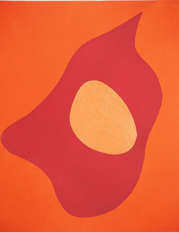 Profil sur fond orang Jean Arp