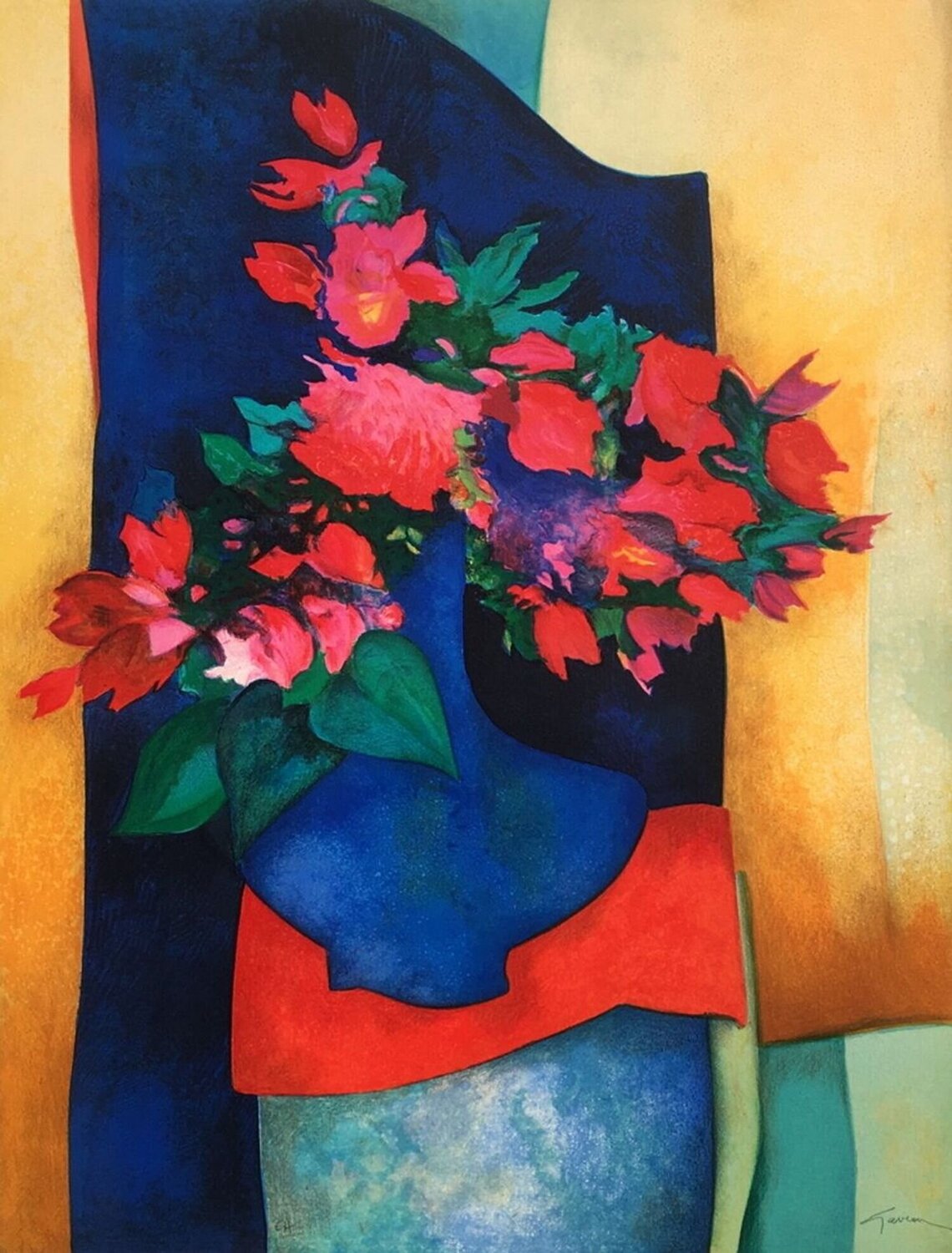 Le paravent bleu et ses roses Claude Gaveau