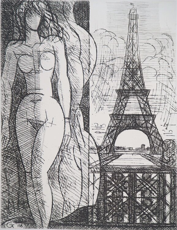 Nu à la Tour Eiffel Kiyoshi Hasegawa