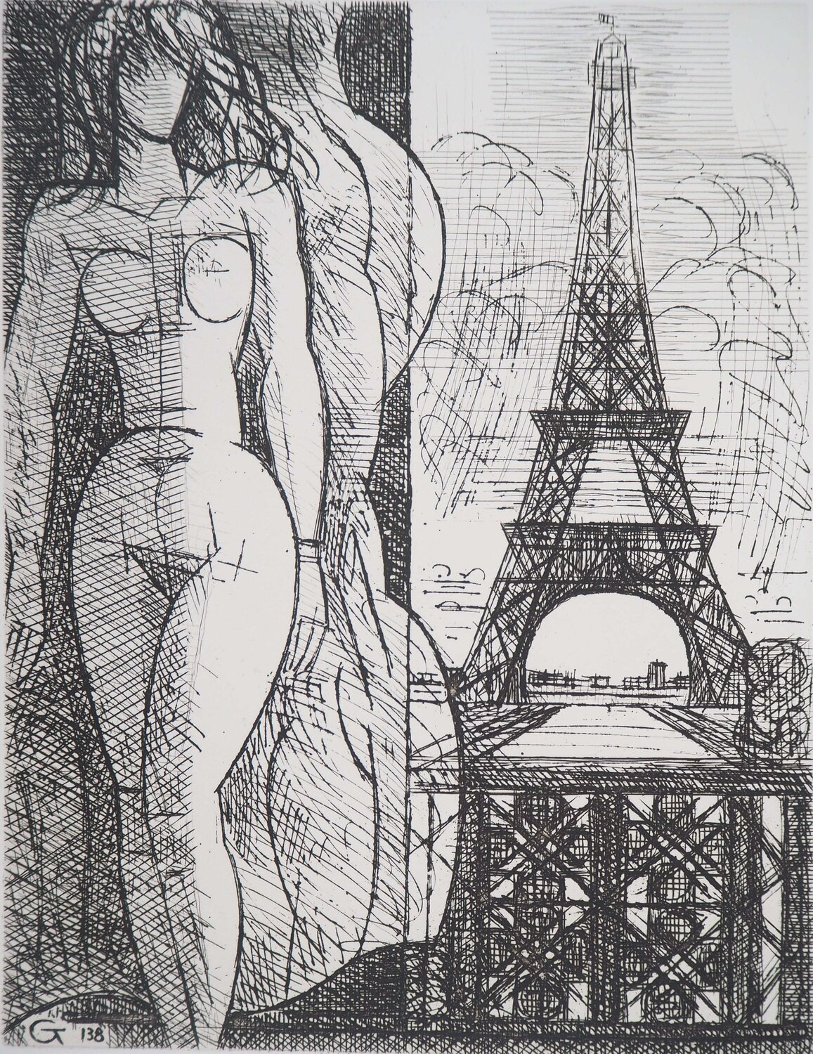 Nu à la Tour Eiffel Kiyoshi Hasegawa Druck zu verkaufen