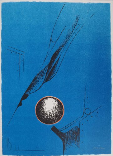 Composition Bleu à la sphère di Bernhard Heiliger, Stampa in vendita su Singulart