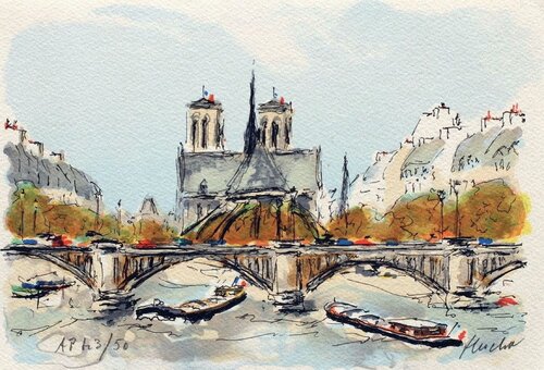 Paris, l'abside de Notre Dame by Urbain Huchet, Print for Sale on Singulart