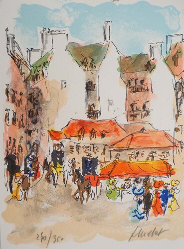Paris, Place Saint-André des Arts, Lithographie originale signée by Urbain Huchet, Print for Sale on Singulart