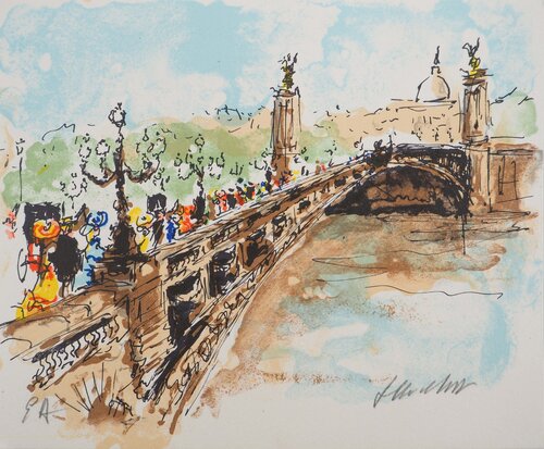 Paris, Le Pont Alexandre III, Lithographie originale signée by Urbain Huchet, Print for Sale on Singulart