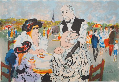 Café élégant et vue sur la Tour Eiffel by Urbain Huchet, Print for Sale on Singulart