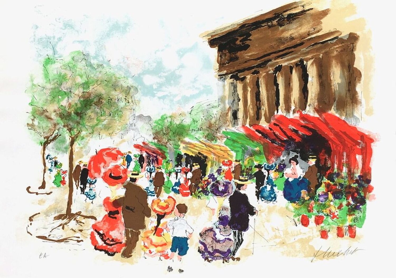 Paris, La Madeleine et le marché aux fleurs Urbain Huchet Édition à vendre