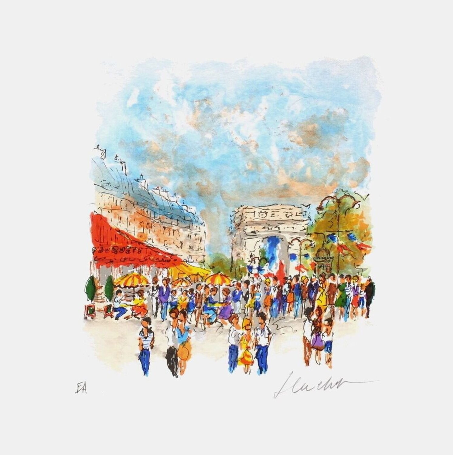 Paris, Le Fouquet's aux Champs Elysées Urbain Huchet Druck zu verkaufen