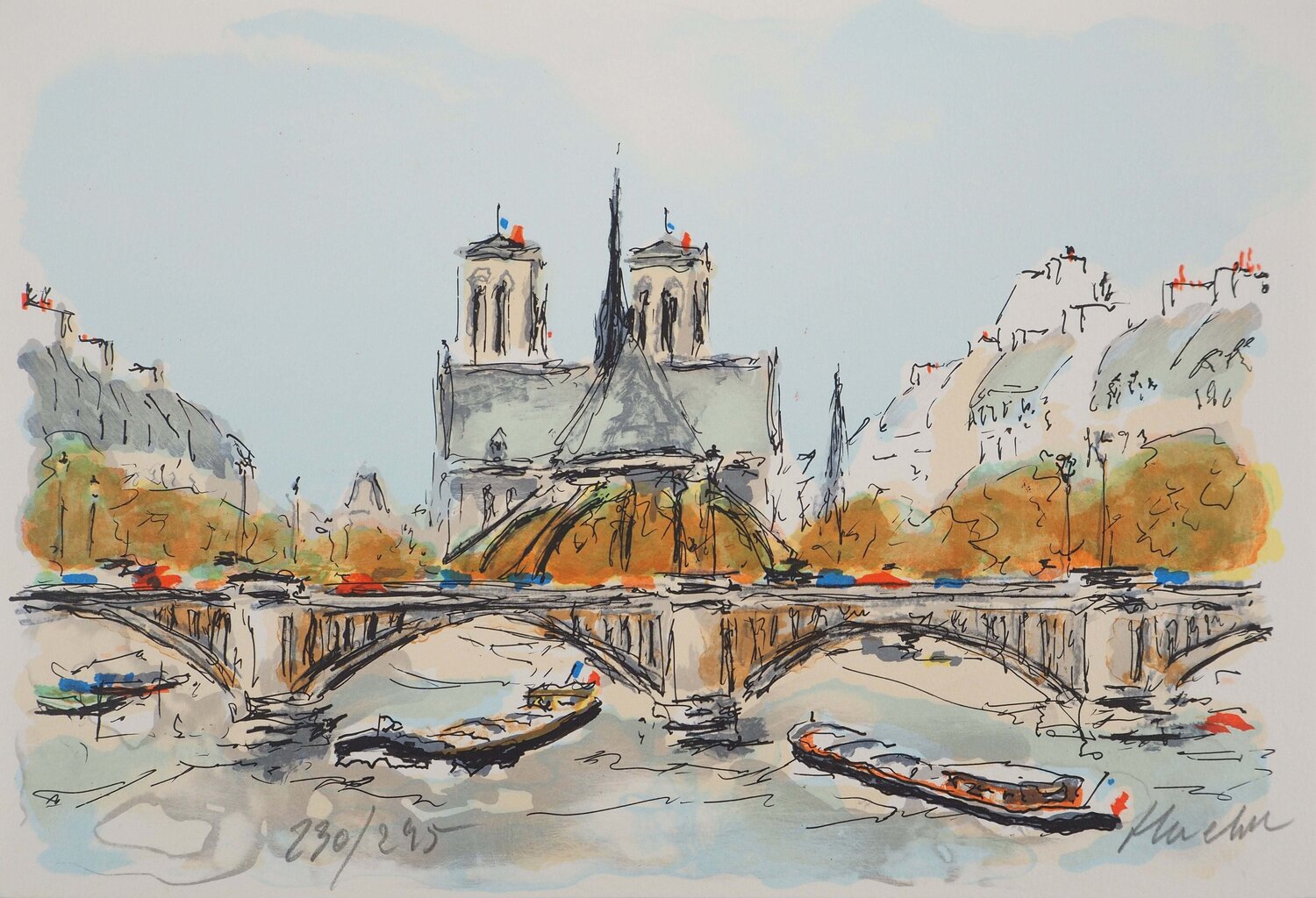 La Seine et Notre Dame de Paris Urbain Huchet Édition à vendre