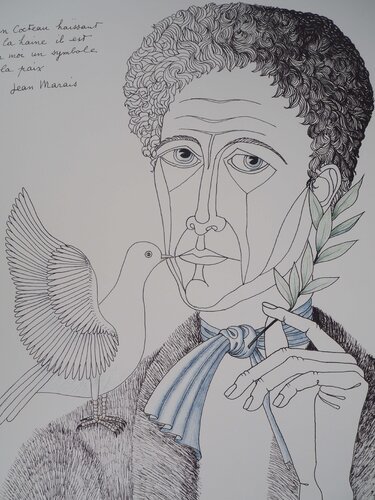 Jean Cocteau à la colombe et au rameau, Homme de Paix van Jean Marais, Afdruk te koop op Singulart