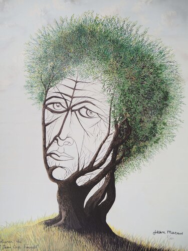 L'Olivier de Saint Jean Cap Ferrat - Visage dans l'arbre by Jean Marais, Print for Sale on Singulart