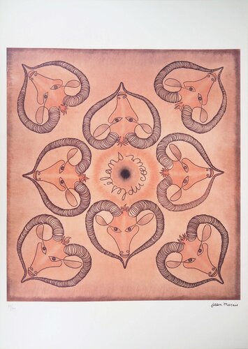 Zodiaque Bélier, Les élans du Cœur, Lithographie signée by Jean Marais, Print for Sale on Singulart