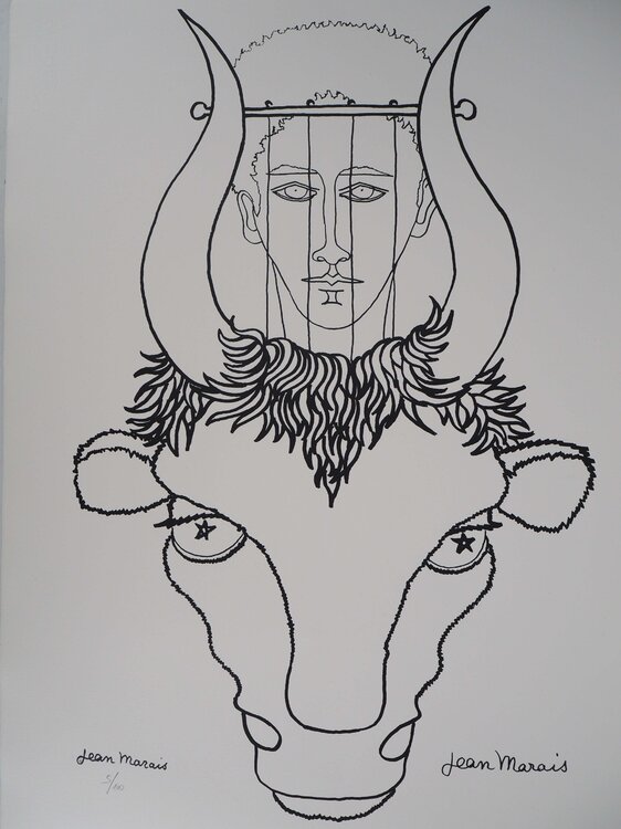 Mythologie, Hommage à Pan, Lithographie signée Jean Marais