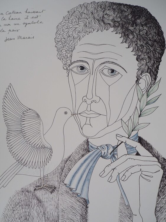 Jean Cocteau à la colombe et au rameau, Homme de Paix Jean Marais