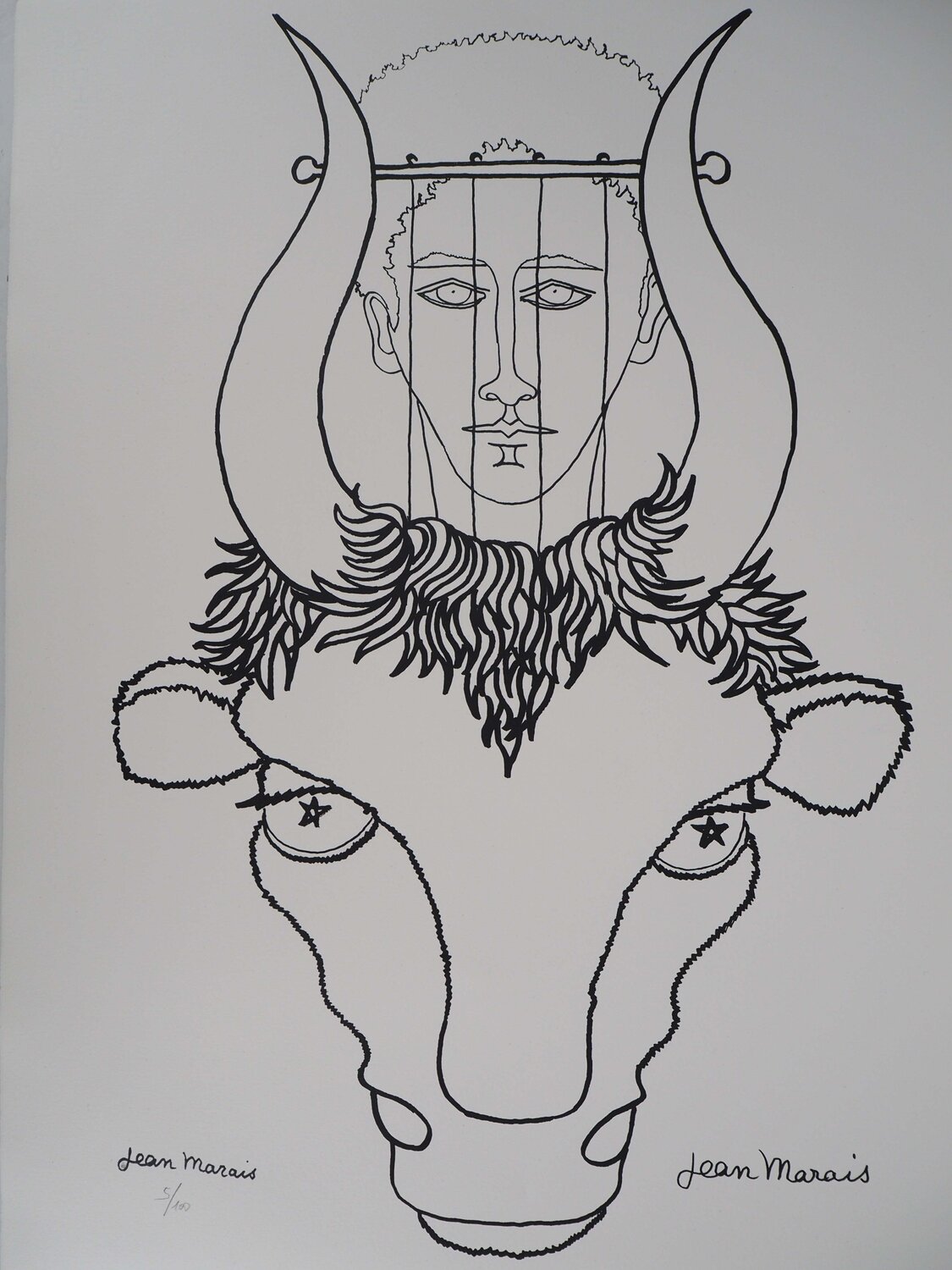 Mythologie, Hommage à Pan, Lithographie signée Jean Marais Impresión en venta