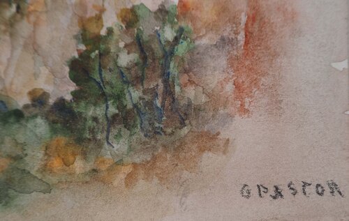 Sommet enneigé derrière une Colline by Gilbert Pastor, Work on Paper for Sale on Singulart