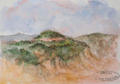 Collines au-début de journée  by Gilbert Pastor, Work on Paper for Sale on Singulart