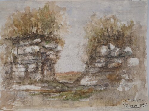 Passage dans la roche  de Gilbert Pastor, Obra en papel a la venta en Singulart