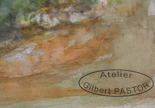 Paysage de prairie avec Vue sur la Montagne  Gilbert Pastor