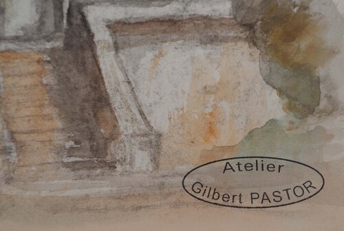 Escalier menant au Domaine  par Gilbert Pastor, Œuvre sur papier en vente sur Singulart