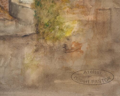 Maisons derrière le mur  de Gilbert Pastor, Obra en papel a la venta en Singulart