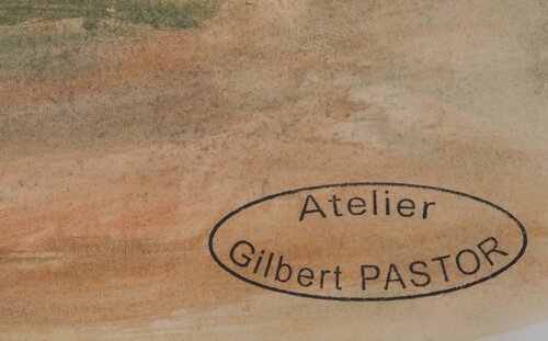 Bâtiment de l'autre coté du champ   di Gilbert Pastor, Opera su carta in vendita su Singulart