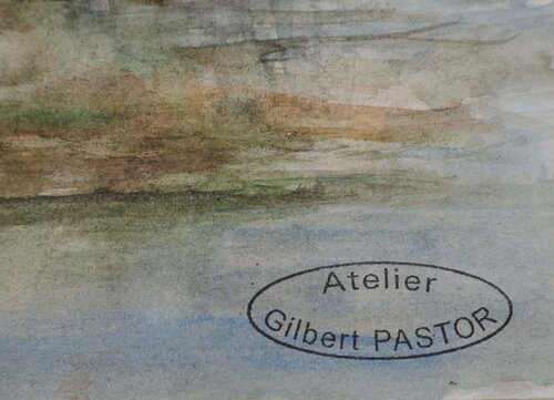 Ruines au bout du marais  par Gilbert Pastor, Œuvre sur papier en vente sur Singulart