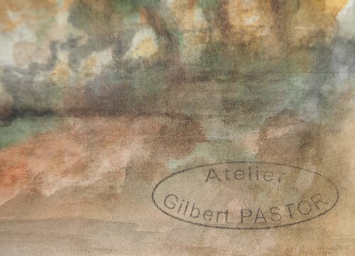 Village en hauteur  par Gilbert Pastor, Œuvre sur papier en vente sur Singulart