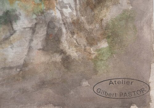 Brume camouflant la falaise  van Gilbert Pastor, Werk op papier te koop op Singulart
