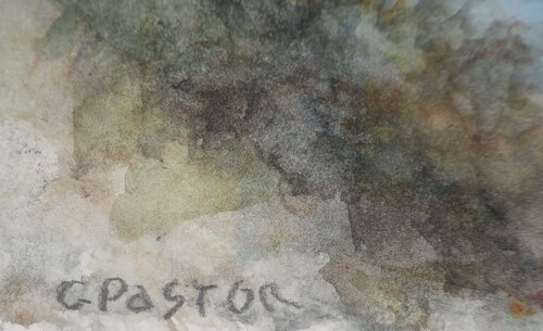 Vue sur l'horizon entre les arbres par Gilbert Pastor, Œuvre sur papier en vente sur Singulart
