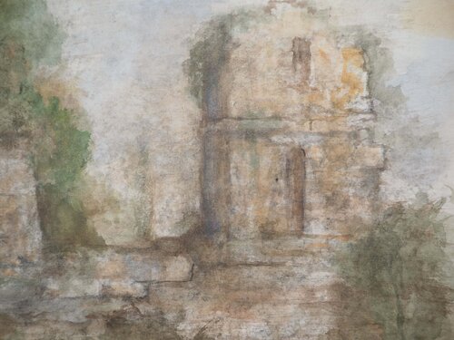 Ruine et arbres sous la brume Gilbert Pastor