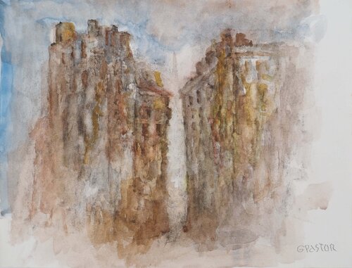 Immeubles dans la nature par Gilbert Pastor, Œuvre sur papier en vente sur Singulart