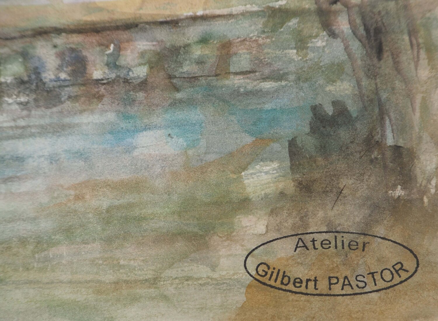 Pont sous un ciel nuageux  Gilbert Pastor Werk auf Papier zu verkaufen