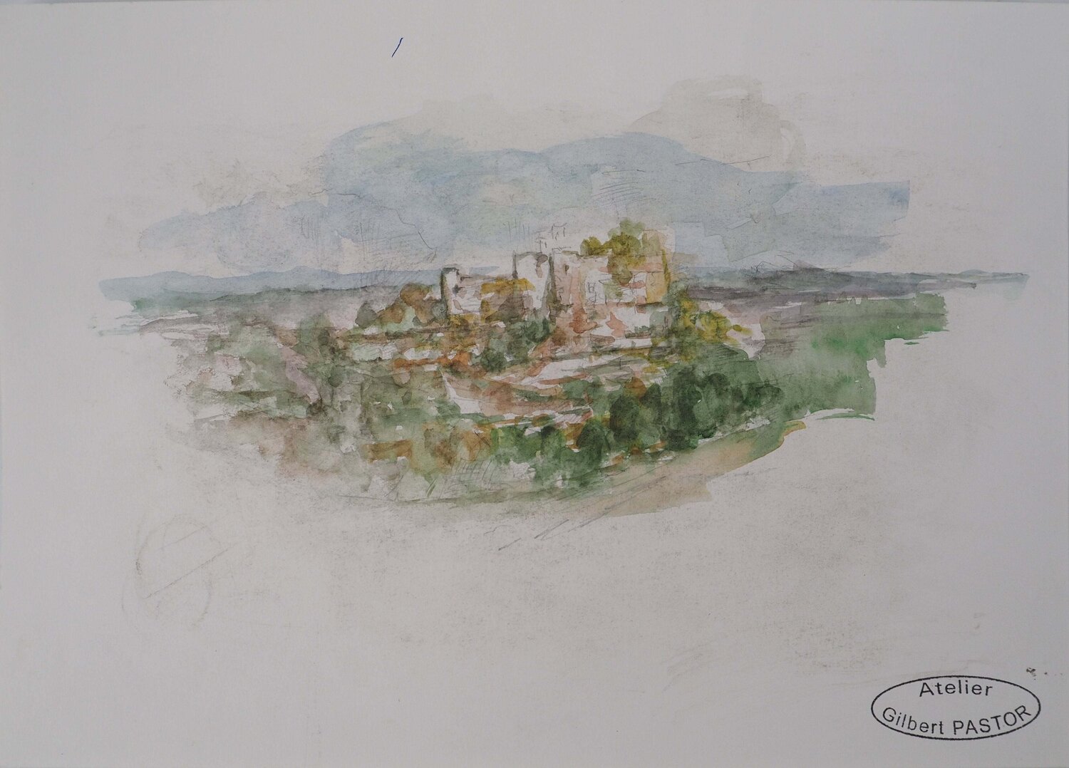 Village dans les montagnes  Gilbert Pastor Werk op papier te koop