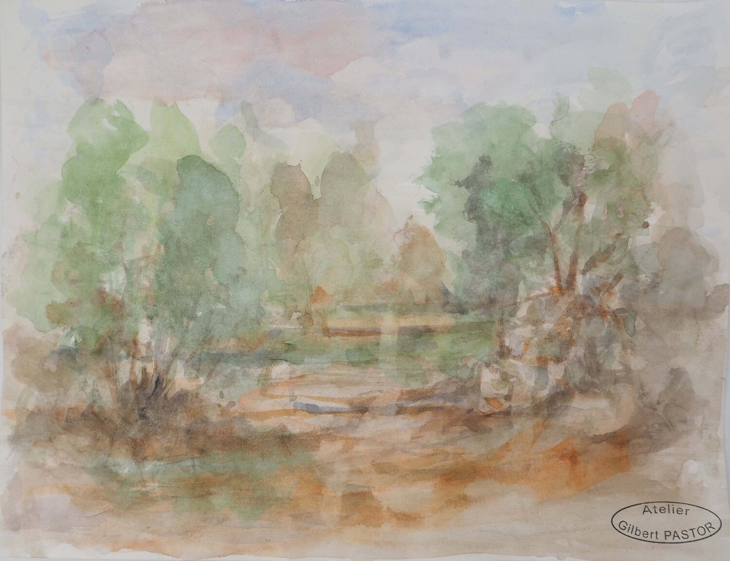 Chemin entre les arbres  Gilbert Pastor Obra en papel en venta