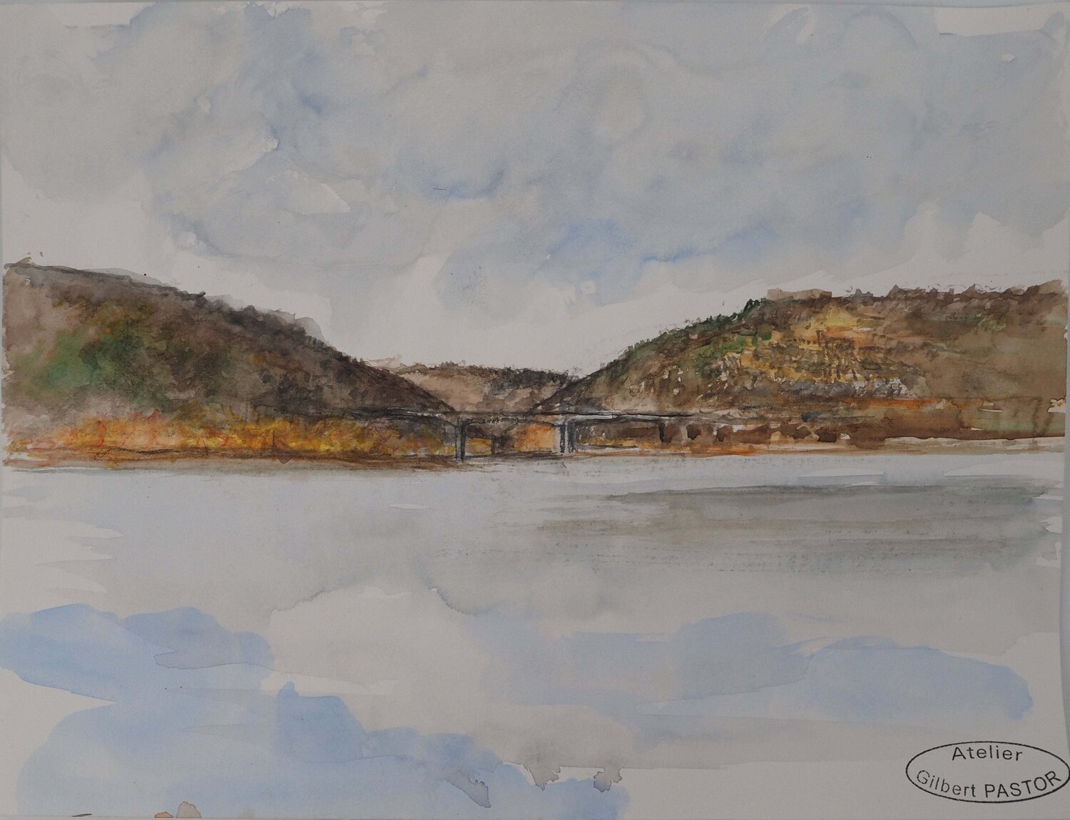 Pont entre deux collines Gilbert Pastor Obra en papel en venta
