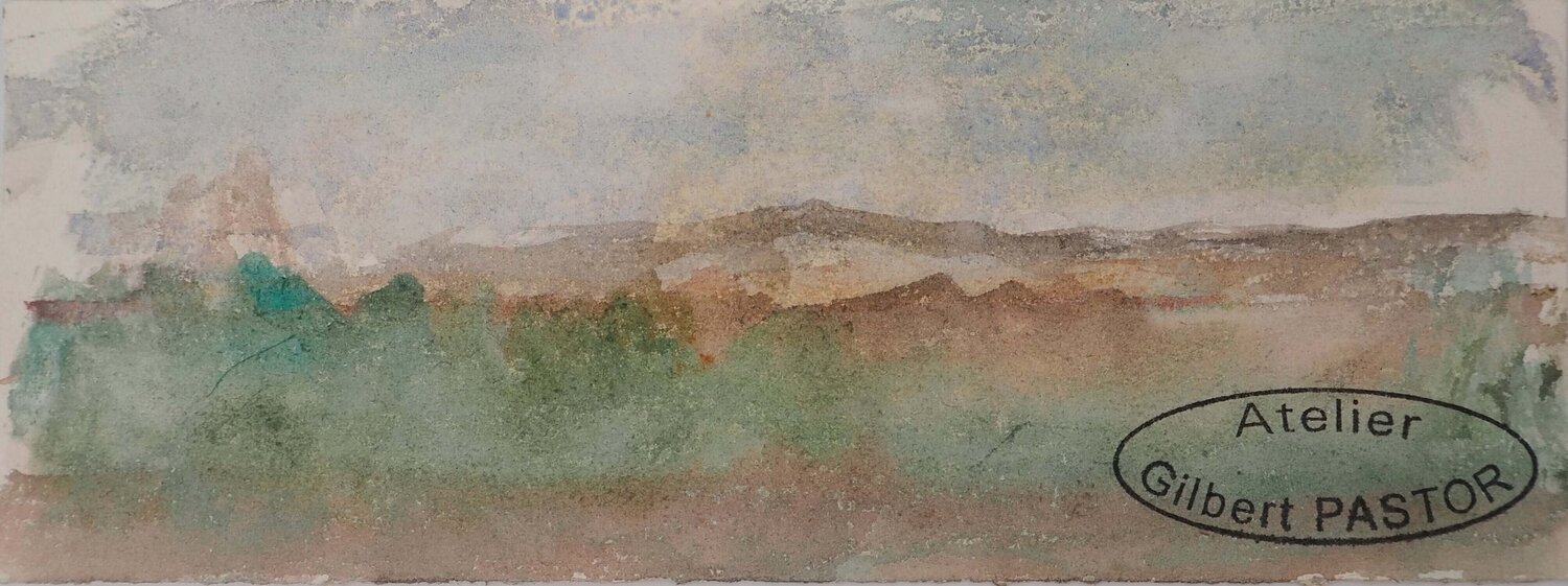 Paysage en montagnes Gilbert Pastor Œuvre sur papier à vendre