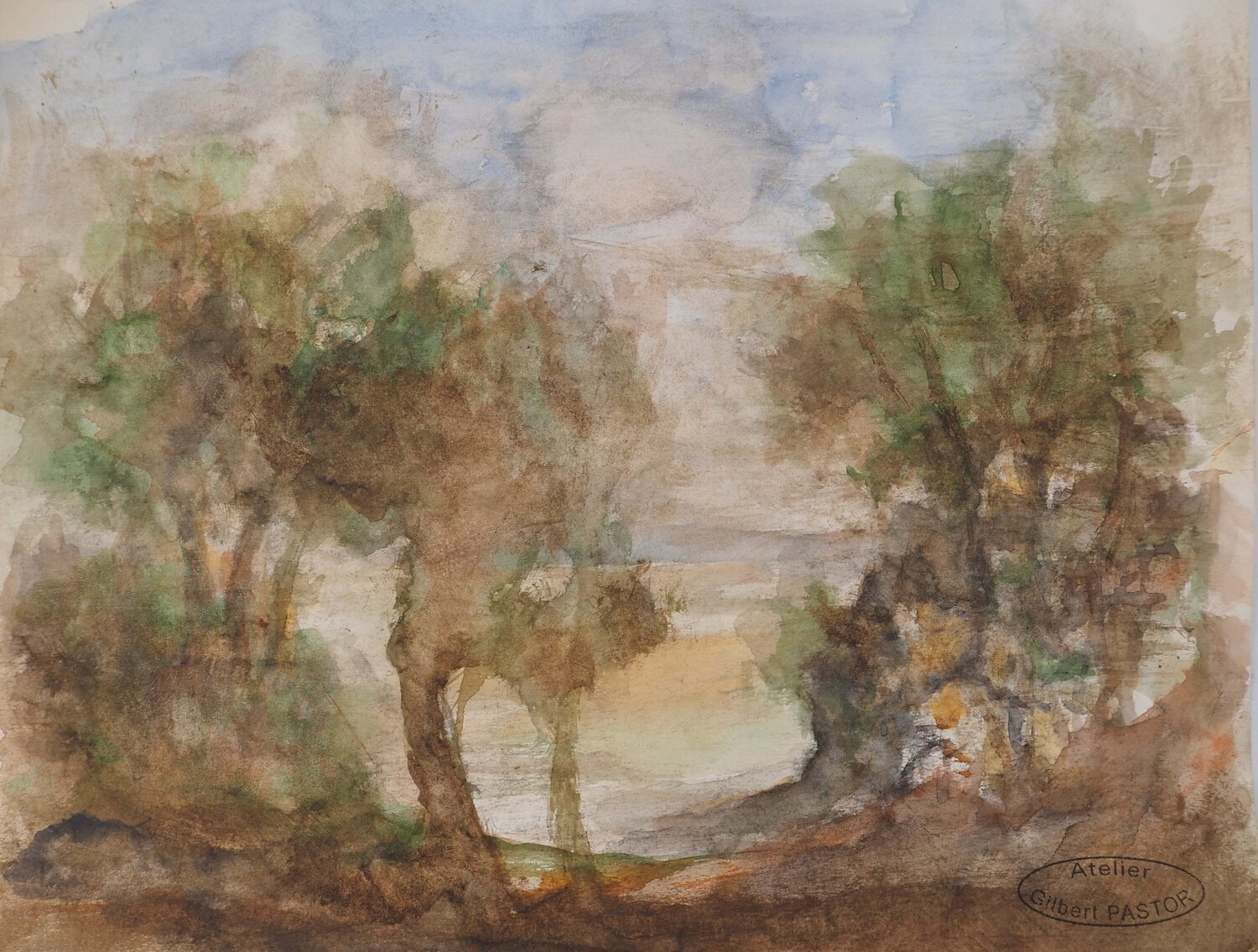 La Méditerranée derrière les arbres Gilbert Pastor Opera su carta in vendita