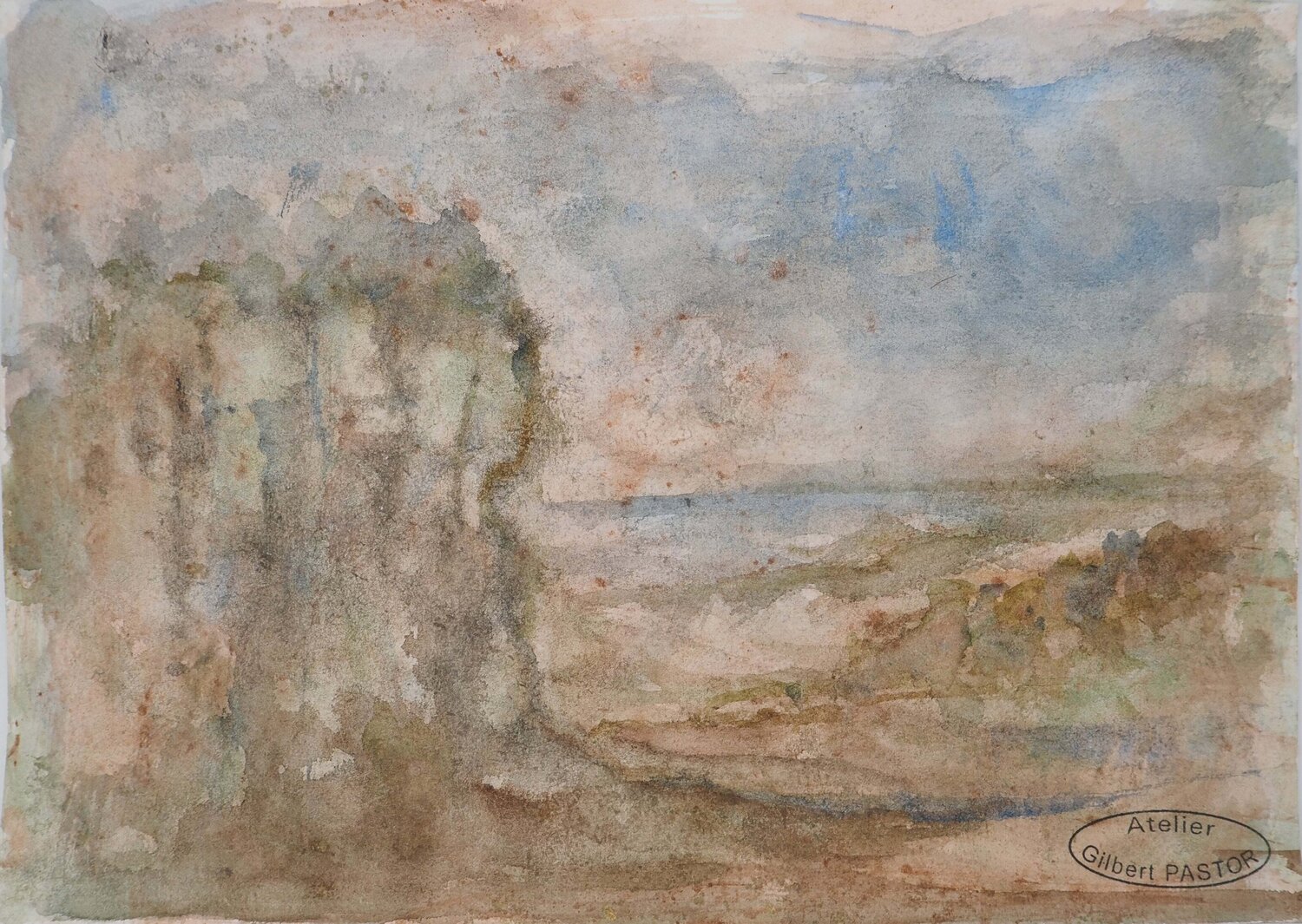 Vision floue sur le bord de mer Gilbert Pastor Work on Paper for sale