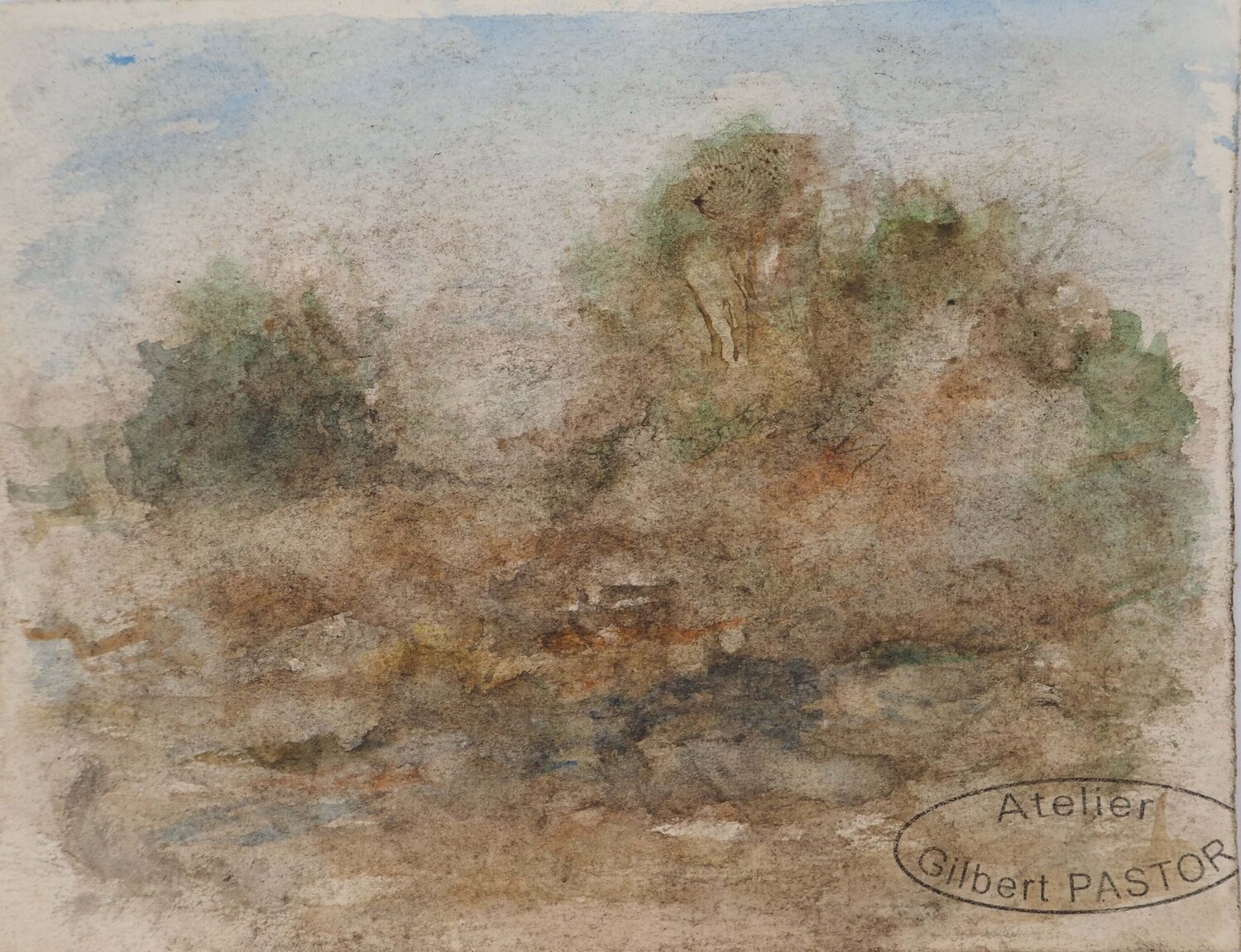 Brouillard dissimulant les arbres  Gilbert Pastor Œuvre sur papier à vendre