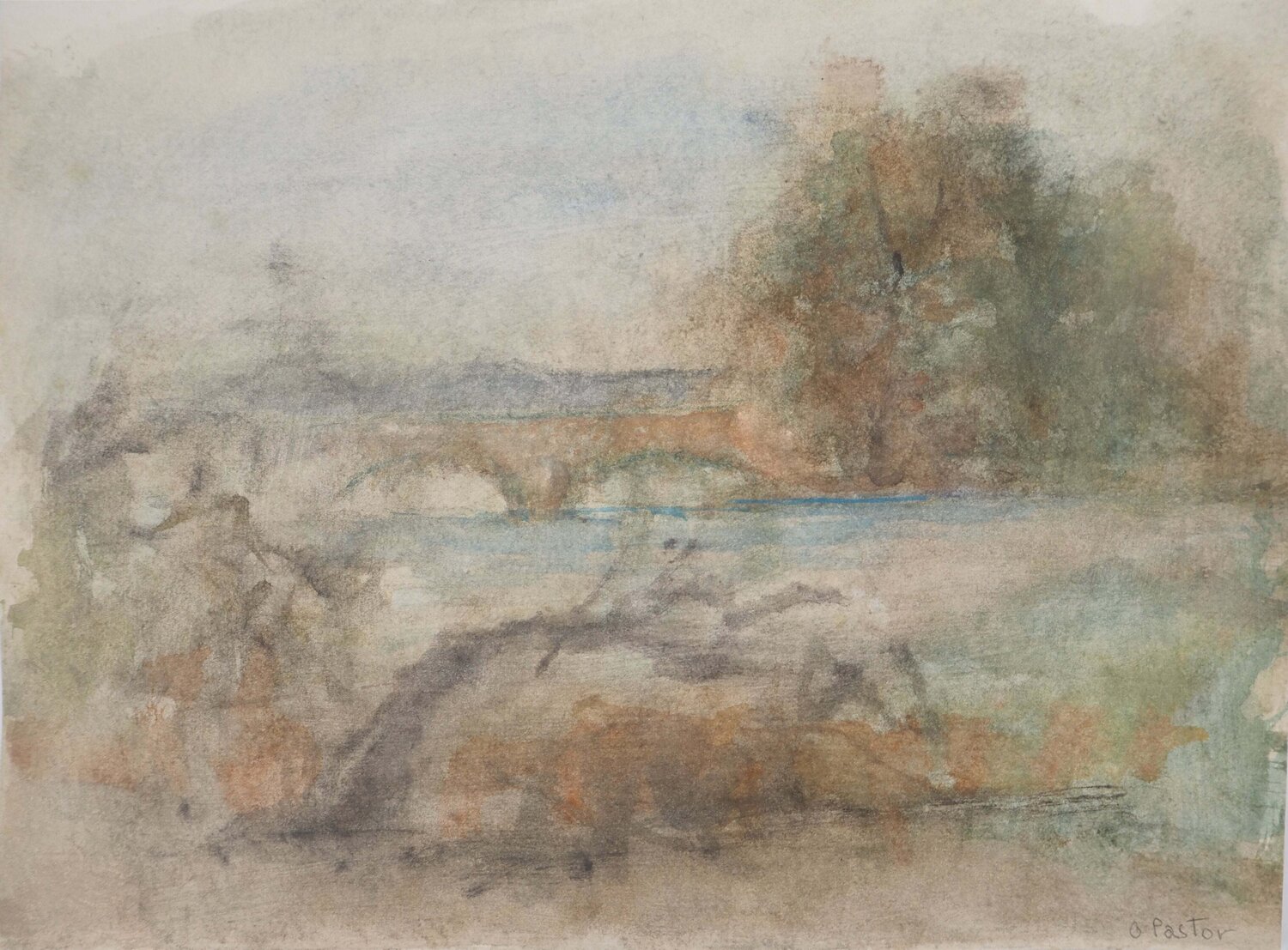 Rivière sous la brume  Gilbert Pastor Werk op papier te koop