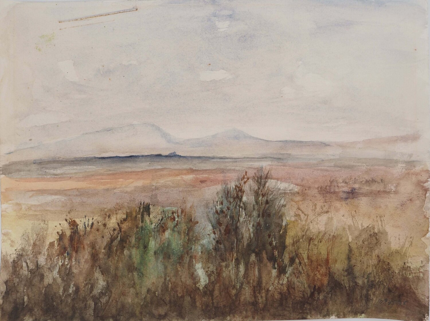 Face à une chaine de montagnes Gilbert Pastor Obra en papel en venta