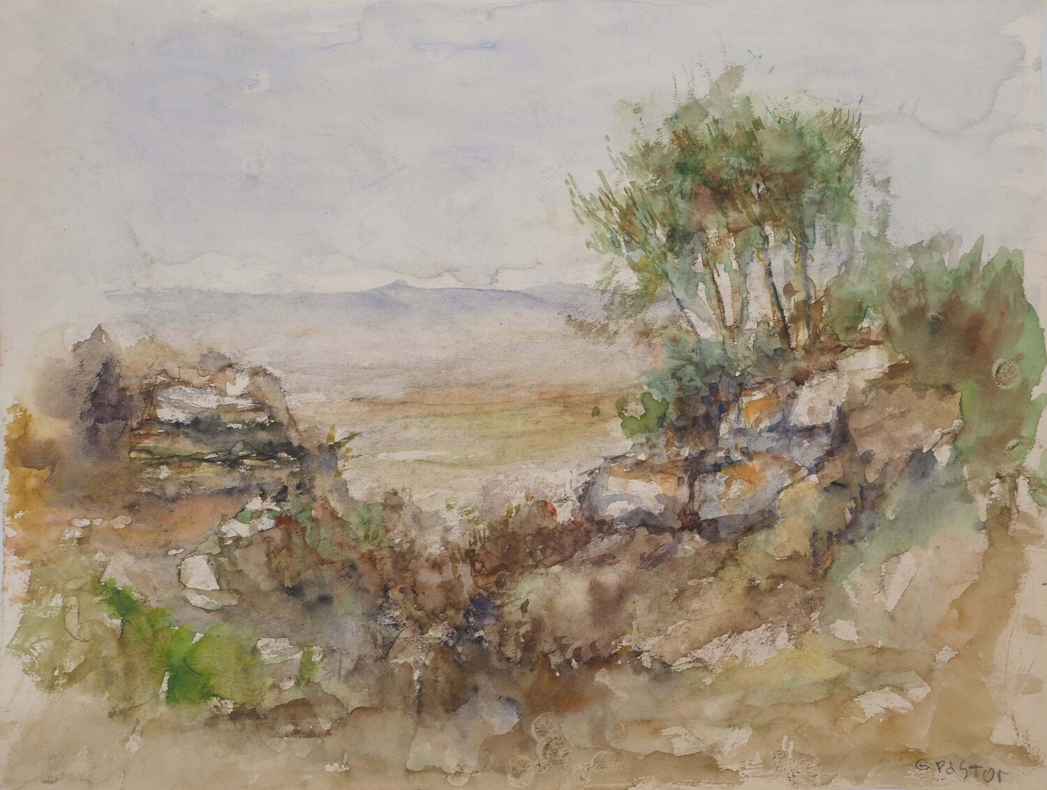 Vue sur une chaine de montagnes Gilbert Pastor Opera su carta in vendita