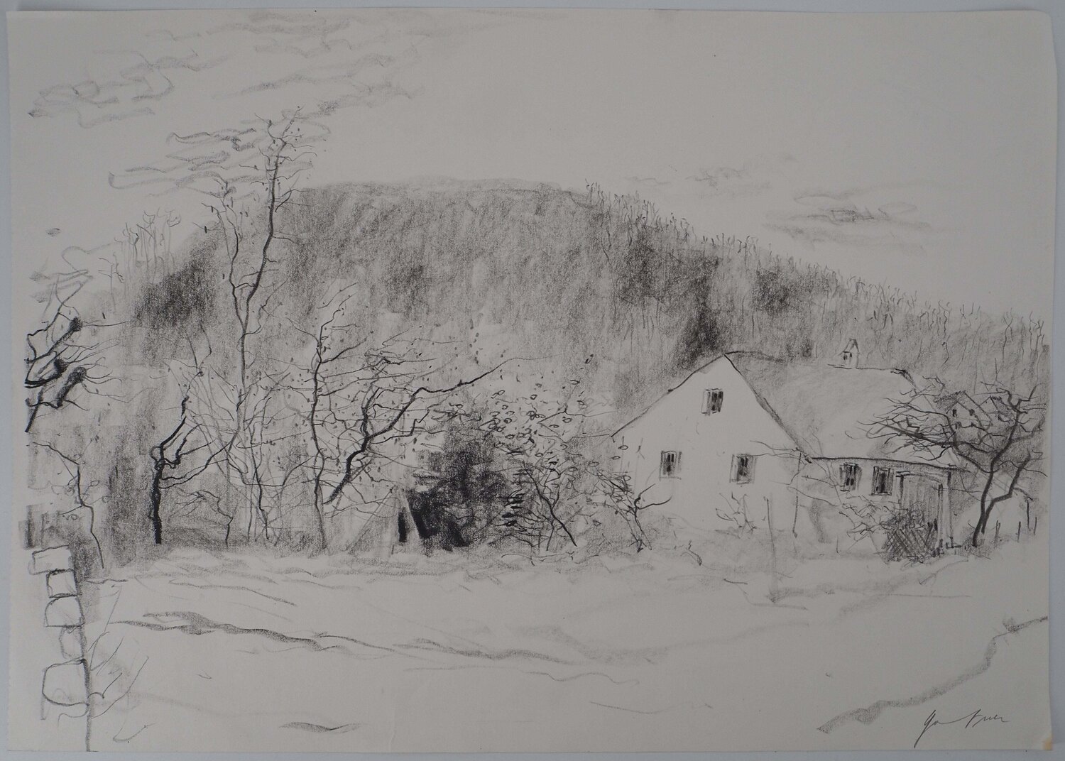 Retour au village  Gilbert Pastor Work on Paper for sale