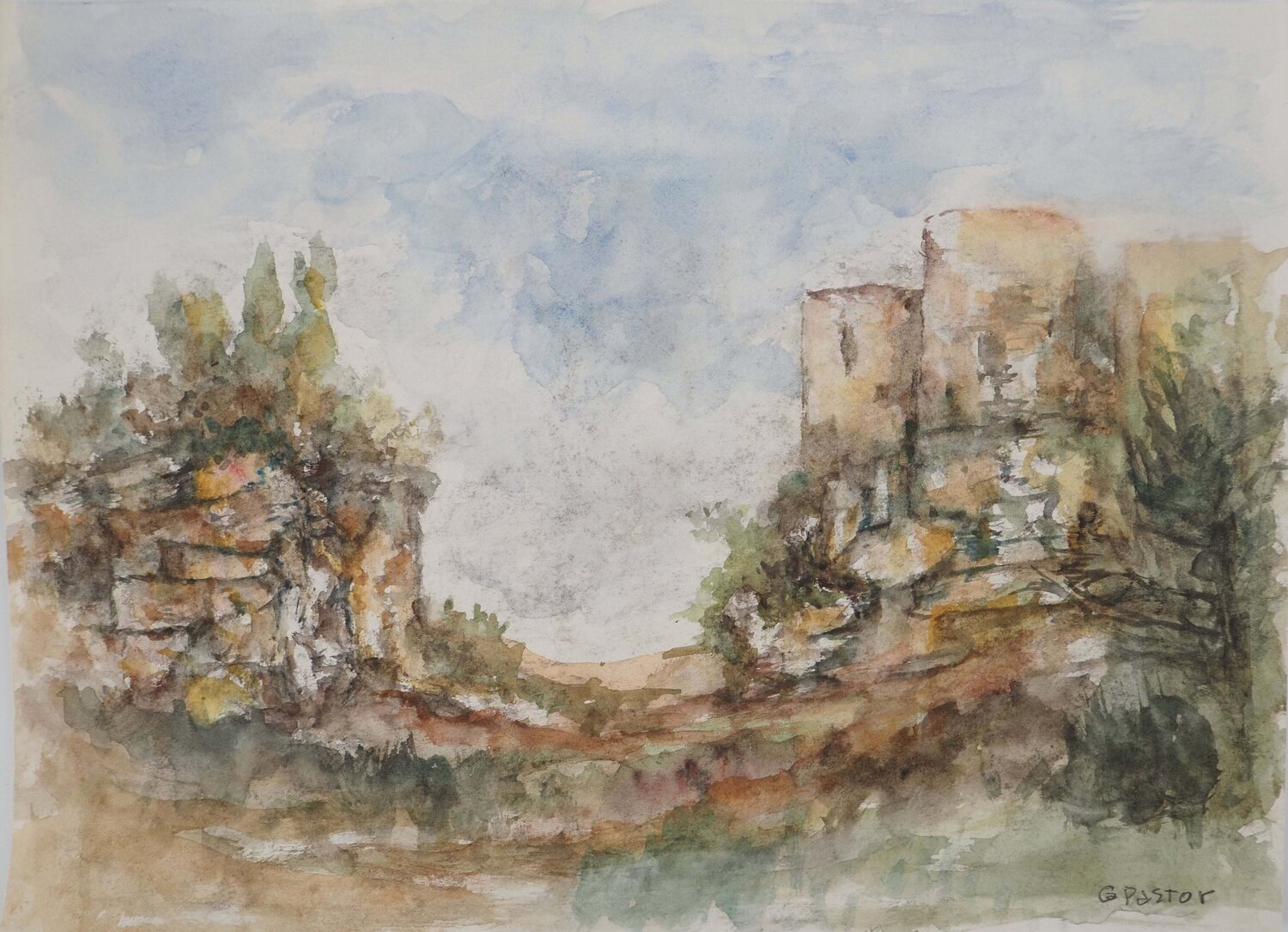 Retour au village  Gilbert Pastor Obra en papel en venta