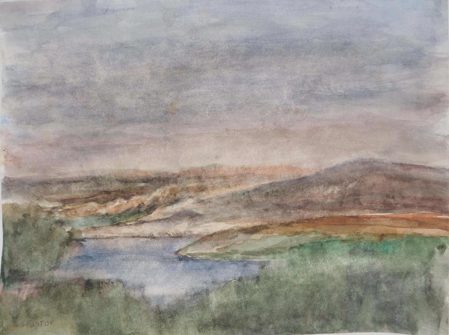 Paysage dans le brouillard Gilbert Pastor Œuvre sur papier à vendre